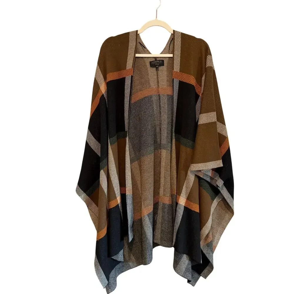 Joseph A. Woven Knit Wrap Top Poncho - One Size - Great!